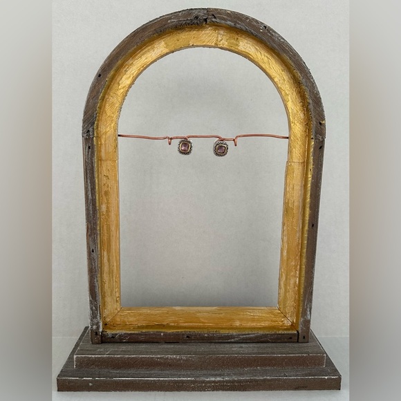 Premier Designs Jewelry - Two-toned Square Stud Premier Design Earrings with Purple Stone